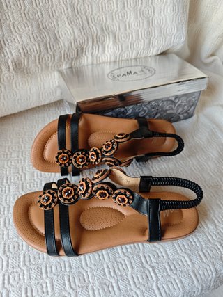 Sandalias marrones negras mujer talla 38 bohemia