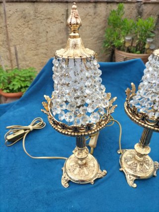 Lámparas Vintage Cristal y latón  Dorado