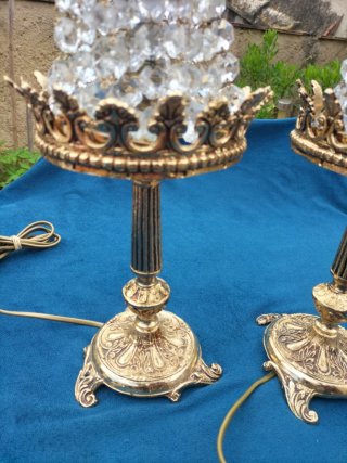 Lámparas Vintage Cristal y latón  Dorado