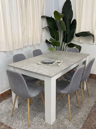 Mesa extensible + 6 sillas grises LIQUIDACIÓN