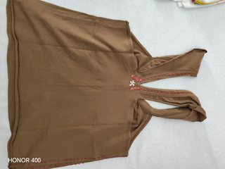 Canotta donna EXYN ricamo floreale marrone