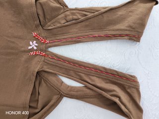 Canotta donna EXYN ricamo floreale marrone