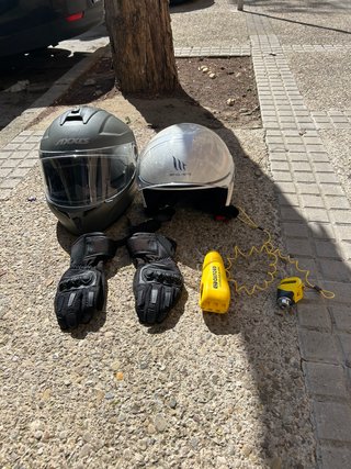 Casco Moto Cerrado y Abierto + Guantes