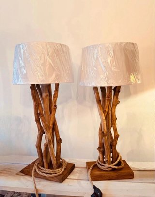Preciosas lamparas de diaeño en madera y yute