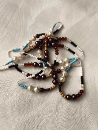 Collar bohochic cuentas en tonos tierra y turquesa