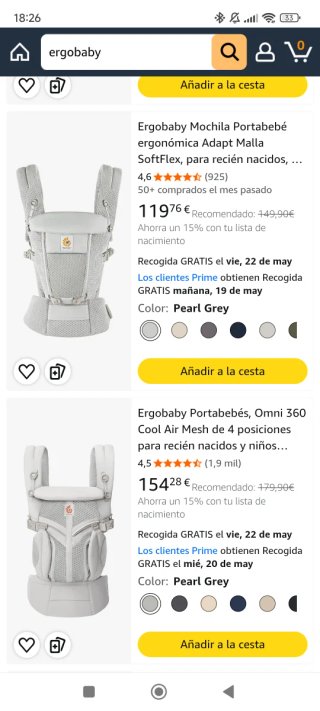 Mochila Portabebés Ergobaby Gris