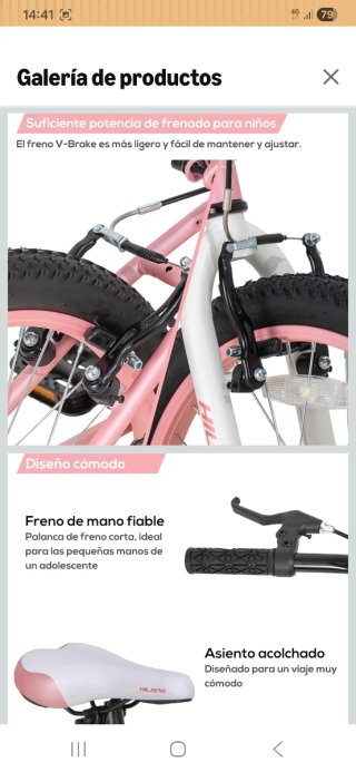 Bicicleta infantil rosa HILAND 20