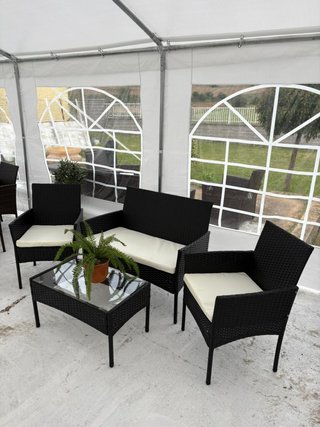 LIQUIDACION!! Conjunto de jardín ratán y cristal