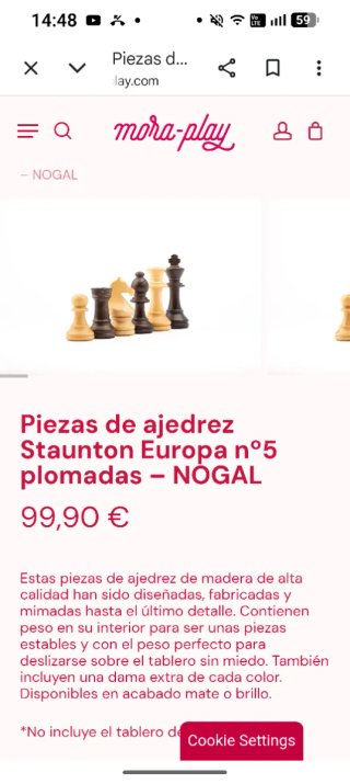Piezas de ajedrez de madera Staunton 5 plomadas.