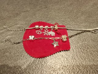 Coppia braccialetti acciaio con charms