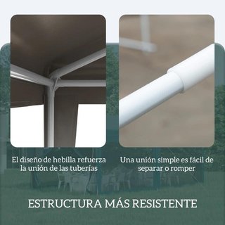 Carpa Jardín 3x3 Gazebo Acero Gris Desmontable