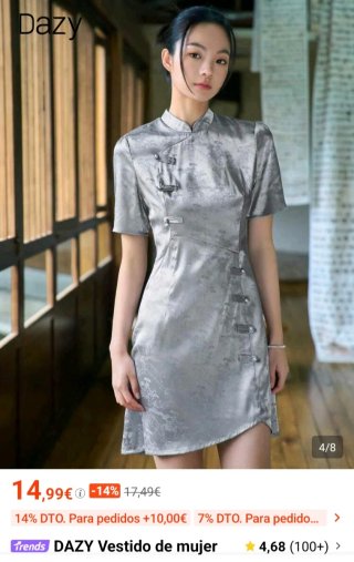 Vestido oriental mao gris - talla S