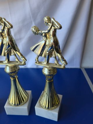 Lotto di 3 Trofei Vintage con Basi in Marmo