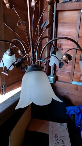 set lampadar classico ferro battuto marrone 5 luci