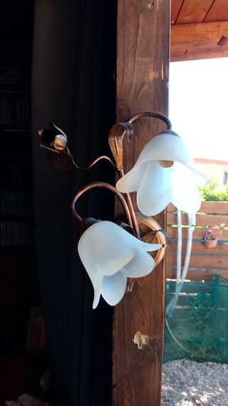 set lampadar classico ferro battuto marrone 5 luci