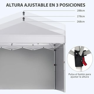 Carpa Plegable 3x3 con Laterales Anti UV Blanca