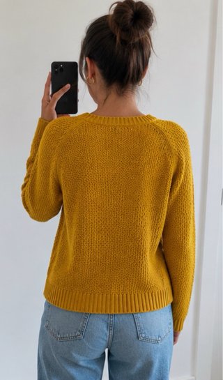 Jersey punto trenzado mostaza talla única