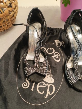 Sandalias Baile Latino Mujer Negro/Plata