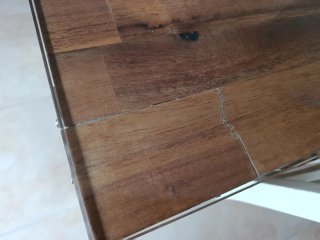 Mesa comedor madera y cristal + 4 sillas