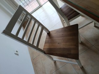 Mesa comedor madera y cristal + 4 sillas