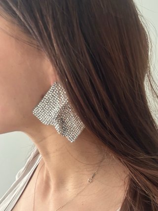 Pendientes fiesta rombo brillantitos plateados
