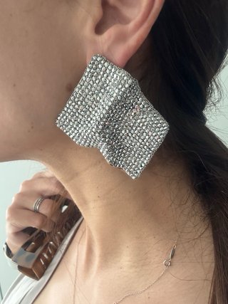 Pendientes fiesta rombo brillantitos plateados