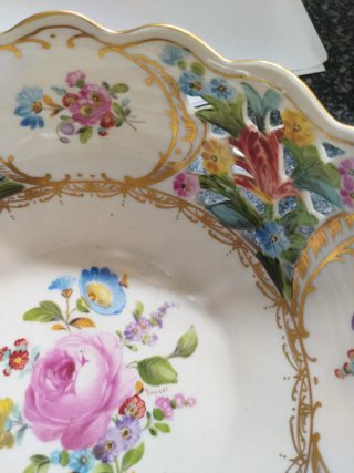 Frutero ovalado Porcelana Alemana Sajonia