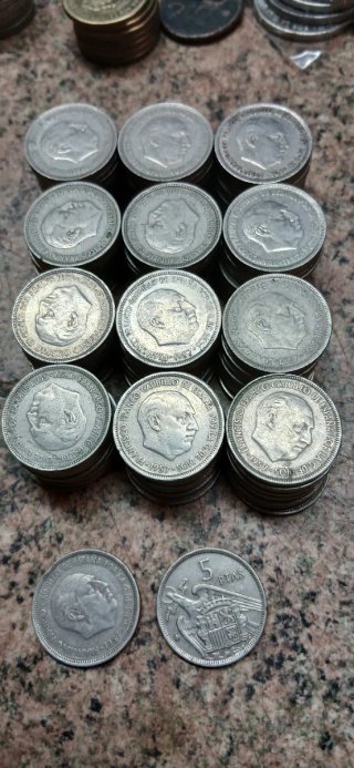 60 Monedas 5 Pesetas Franco
