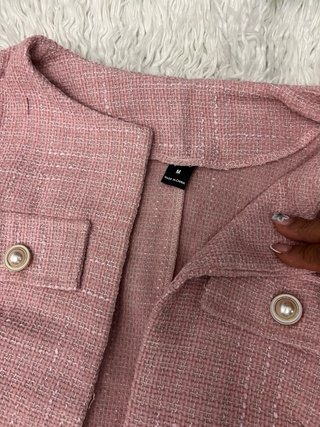 Conjunto falda y chaqueta rosa tweed