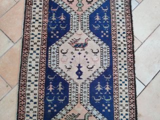 Tappeto persiano passatoia guida vintage blu