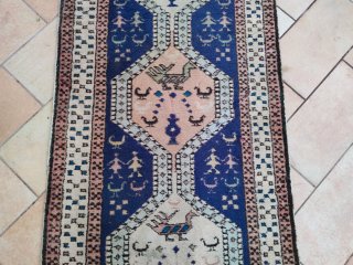 Tappeto persiano passatoia guida vintage blu