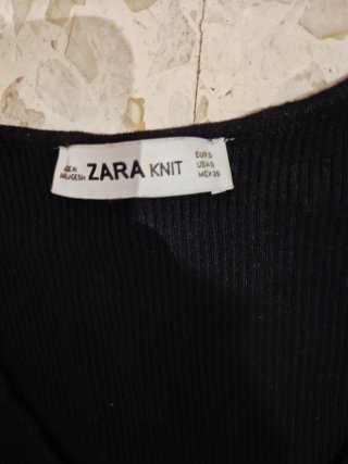 Top Zara Negro Manga Corta Cruzado