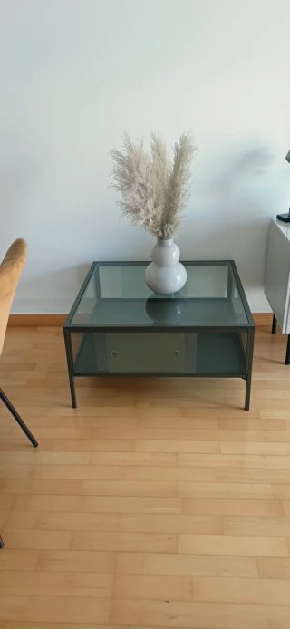 Mesa de centro cristal y metal