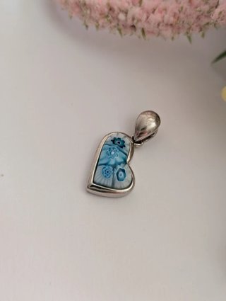 Colgante Corazón Cristal Azul Plata