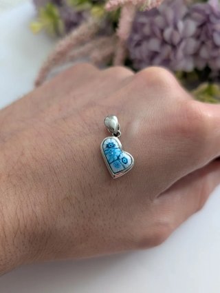 Colgante Corazón Cristal Azul Plata