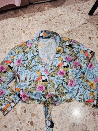 Blusa Zara Mujer Estampado Tropical
