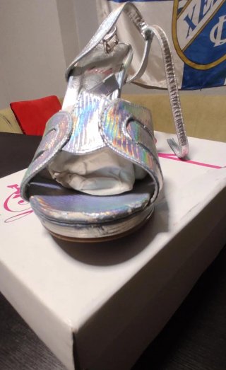 Zapatos plateados tacón mujer talla 37
