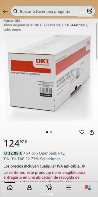 Tóner OKI Negro Original C310/330/331/510/511/530/