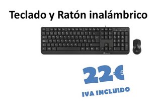 Teclado y Ratón Inalámbrico Negro