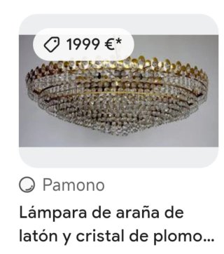 Lámpara araña vintage cristal y metal