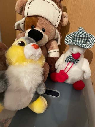 Lote 3 peluches oso, conejo y pato