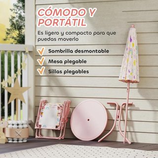 Conjunto Infantil de Jardín Plegable con 2 Sillas