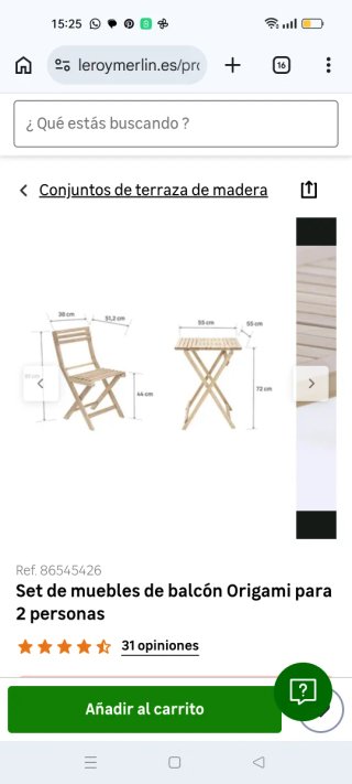 Mesa y 2 Sillas Madera Plegables Exterior