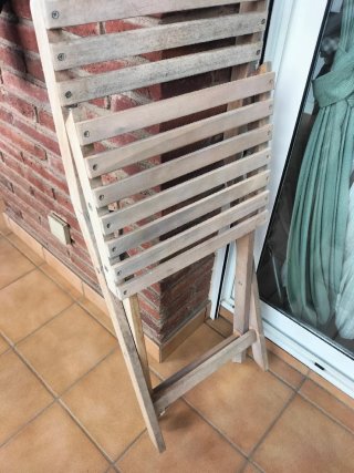 Mesa y 2 Sillas Madera Plegables Exterior