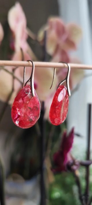 Pendientes #Geranio #Coral