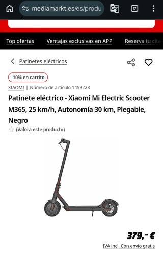 Patinete Eléctrico Xiaomi con su caja y cargador