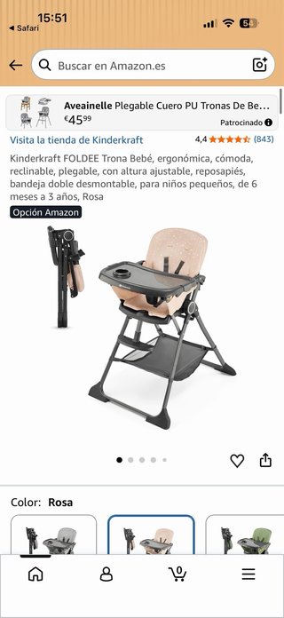 Trona de bebé plegable