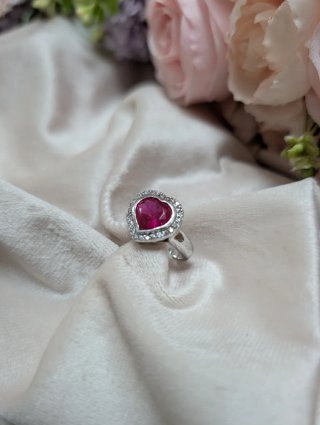 Anillo Corazón Rosa y Plata