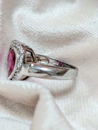 Anillo Corazón Rosa y Plata