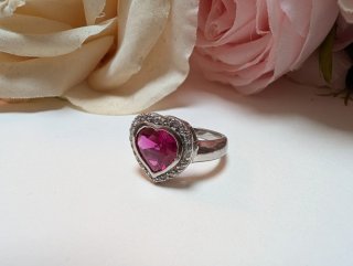 Anillo Corazón Rosa y Plata